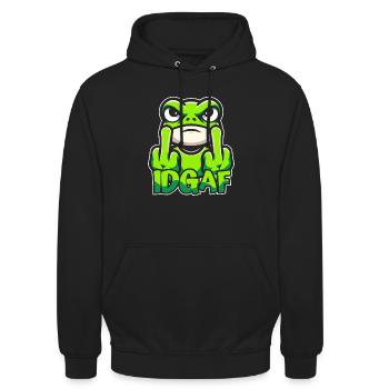 Frosch Kröte Es Ist Mir Scheißegal Idgaf - Unisex Hoodie - Schwarz - Vorne - Alina (178cm) & Michal (187cm)