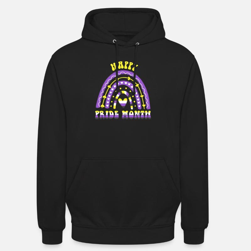 Happy Pride Month Nonbinary Rainbow - Unisex Hoodie - black