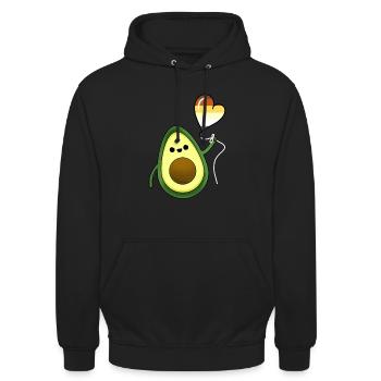 Avocado Herzballon Gay Bear Pride - Unisex Hoodie - Schwarz - Vorne - Alina (178cm) & Michal (187cm)