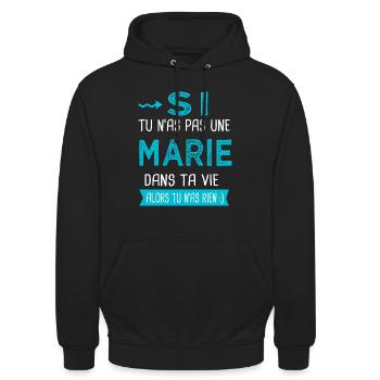 Marie Si tu n as pas une marie - Sweat-shirt à capuche unisexe - noir - Devant - Alina (178cm) & Michal (187cm)