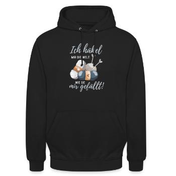 Häklerin häkeln Häklerinnen Geschenk Häkelnadel - Unisex Hoodie - Schwarz - Vorne - Alina (178cm) & Michal (187cm)