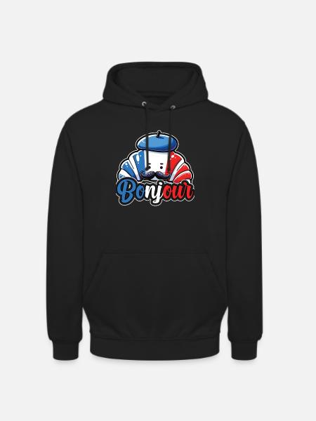 French Croissant Lover France Flag - Unisex Hoodie - black