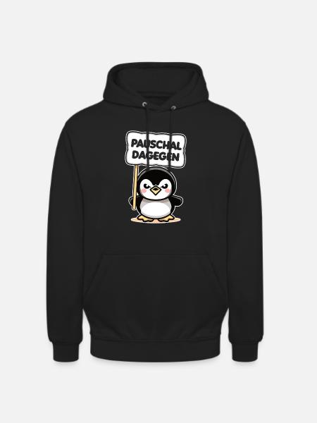 Pauschal dagegen Süßer Pinguin - Unisex Hoodie - Schwarz