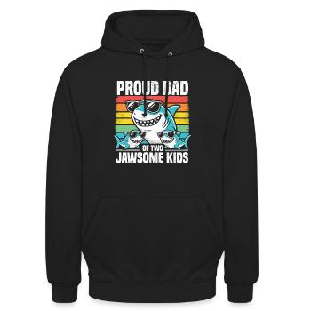 Stolzer Vater von zwei Jawsome Kids Family Hai Wortspiel - Unisex Hoodie - Schwarz - Vorne - Alina (178cm) & Michal (187cm)