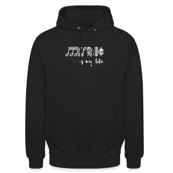 musique - Sweat-shirt à capuche unisexe - noir - Devant - Alina (178cm) & Michal (187cm)