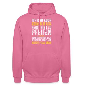 Lustiger Schiedsrichter Schiri Fußball Spruch - Unisex Hoodie - Pink - Vorne - Alina (178cm) & Michal (187cm)