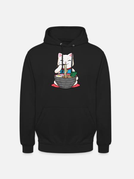 Japan Ramen Noodle Miso Cat Sushi - Hættetrøje unisex - sort