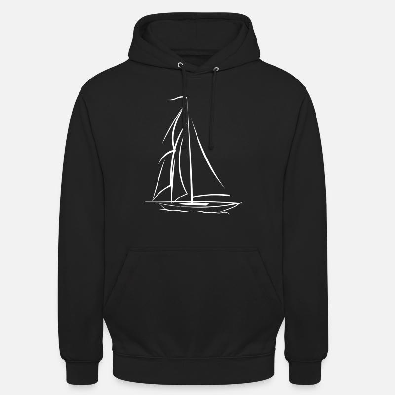 Einfaches weißes Segelboot - Unisex Hoodie - Schwarz