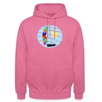 On the way to the distance. - Unisex Hoodie - pink - Front - Alina (178cm) & Michal (187cm)