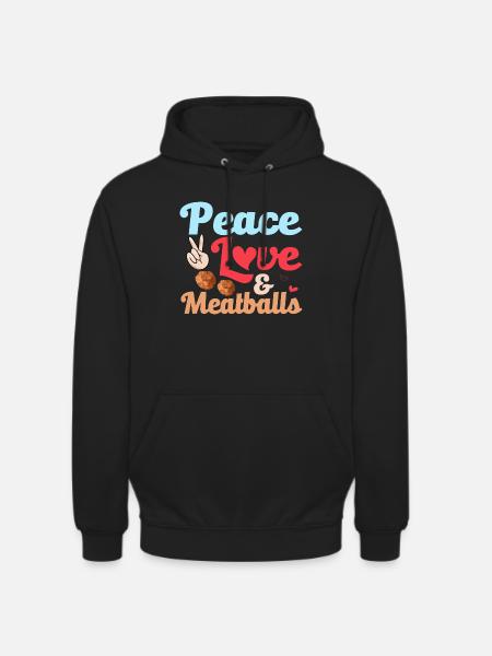 Fred kærlighed & kødboller italiensk mad foodie nudler - Hættetrøje unisex - sort