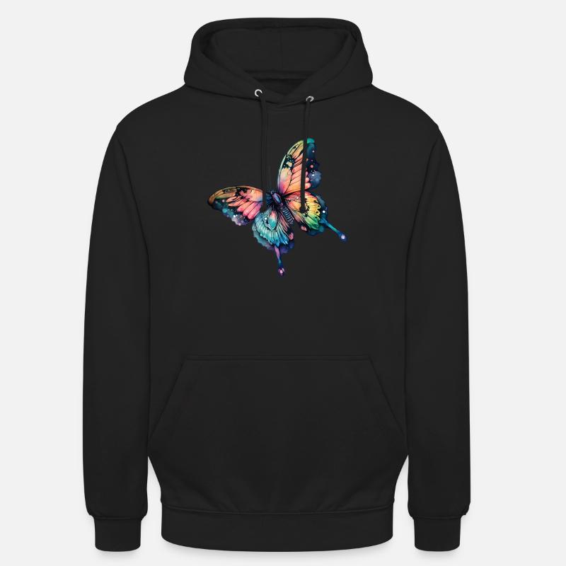 Couleurs arc-en-ciel papillon - Sweat-shirt à capuche unisexe - noir