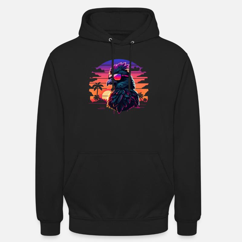 Synthwave Bird Sunset - Sweat-shirt à capuche unisexe - noir