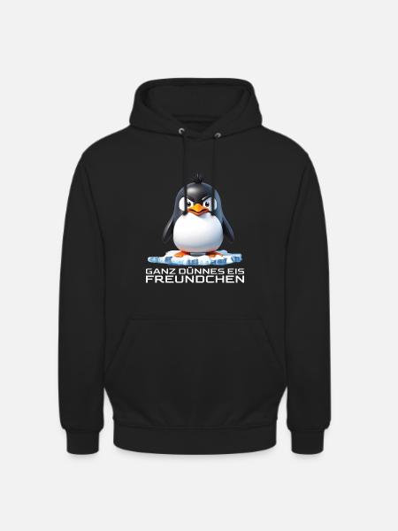 Ganz dünnes Eis Freundchen Pinguin - Unisex Hoodie - Schwarz