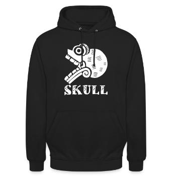 Crâne tribal blanc - Sweat-shirt à capuche unisexe - noir - Devant - Alina (178cm) & Michal (187cm)