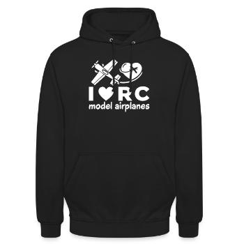 i_love_model_airplanes - Sweat-shirt à capuche unisexe - noir - Devant - Alina (178cm) & Michal (187cm)