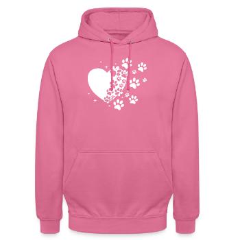 Pfotenabdruck Herz Sternenstaub - Unisex Hoodie - Pink - Vorne - Alina (178cm) & Michal (187cm)
