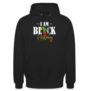 Carte de l’histoire de l’Afrique de I Am Black : afrocentrique - Sweat-shirt à capuche unisexe - noir - Devant - Alina (178cm) & Michal (187cm)