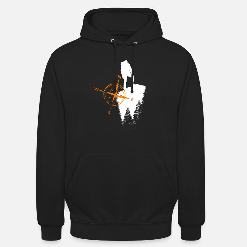 Motif de vagabond avec compa - Sweat-shirt à capuche unisexe - noir