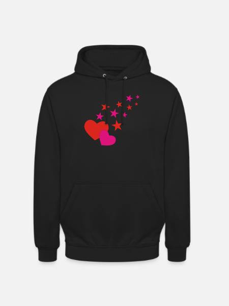 Herzen und Sterne - Unisex Hoodie - Schwarz