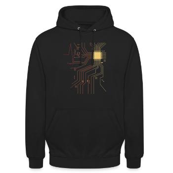 Retro Herzschlag Informatiker Geschenk für Nerds - Unisex Hoodie - Schwarz - Vorne - Alina (178cm) & Michal (187cm)