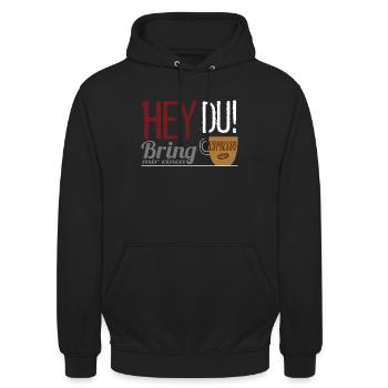 Kaffee Spruch - Bring mir einen Espresso - Unisex Hoodie - Schwarz - Vorne - Alina (178cm) & Michal (187cm)