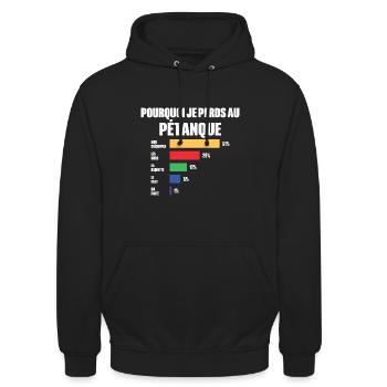 Pétanque-Trikot Ich kann kein Pétanque haben - Unisex Hoodie - Schwarz - Vorne - Alina (178cm) & Michal (187cm)