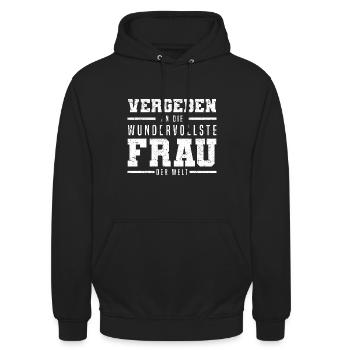 Vergeben an die wundervollste Frau Valentinstag - Unisex Hoodie - Schwarz - Vorne - Alina (178cm) & Michal (187cm)
