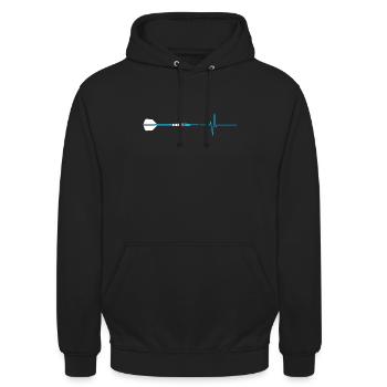 Dart Dartpfeil Herzschlag - Unisex Hoodie - Schwarz - Vorne - Alina (178cm) & Michal (187cm)