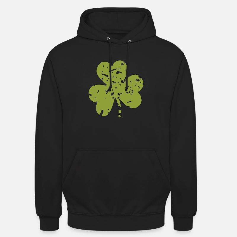 VIERBLÄTTRIGES KLEEBLATT-FOUR-LEAF CLOVER - Unisex Hoodie - Schwarz