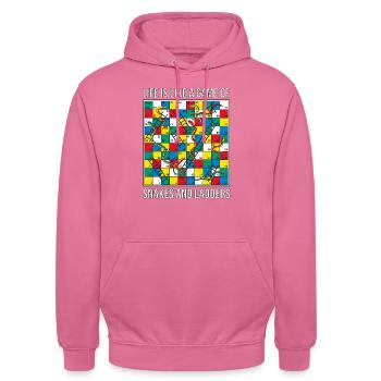 La vie est comme un jeu de serpents et d’échelles - Sweat-shirt à capuche unisexe - rose - Devant - Alina (178cm) & Michal (187cm)