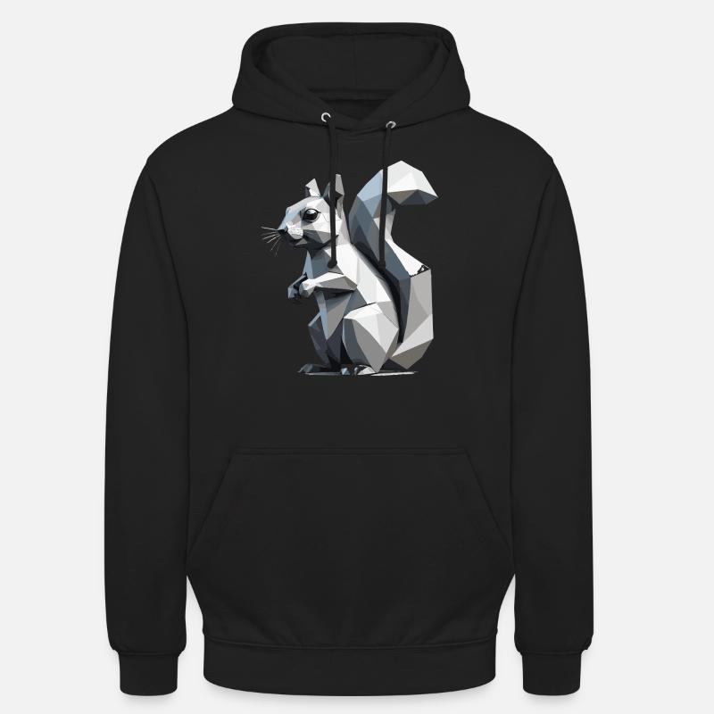 Eichhörnchen - Niedliches Design mit niedrigem Polygon - Unisex Hoodie - Schwarz