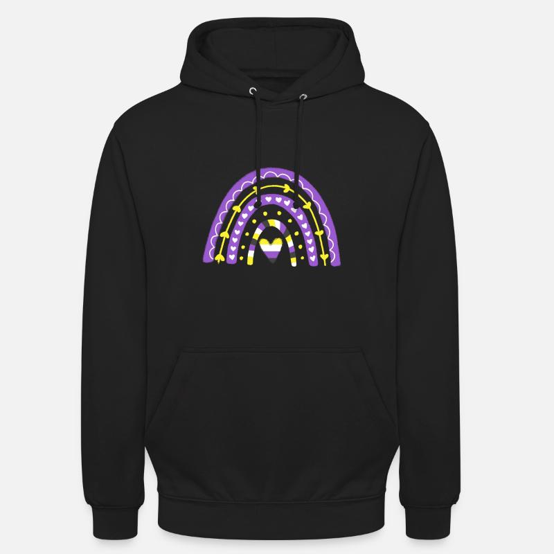Nonbinary Pride Boho Rainbow - Unisex Hoodie - black