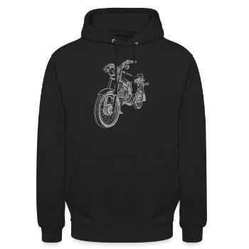 Simson S51 Silhouette Vintage ligne - Sweat-shirt à capuche unisexe - noir - Devant - Alina (178cm) & Michal (187cm)