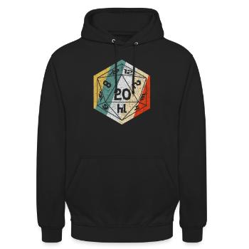 Rollenspiel Würfel D20 Vintage Brettspiel - Unisex Hoodie - Schwarz - Vorne - Alina (178cm) & Michal (187cm)