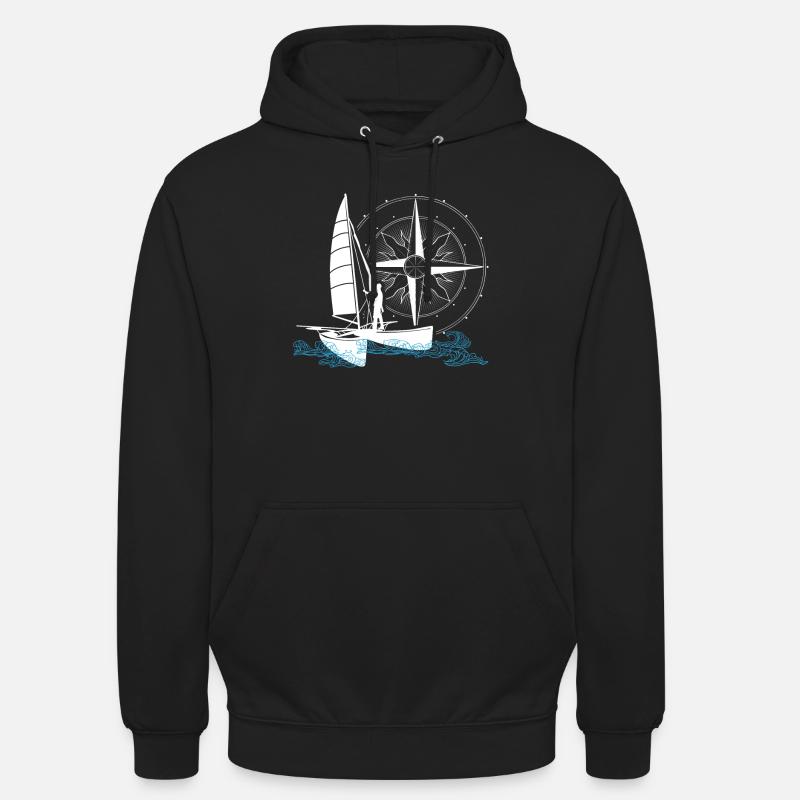 Catamaran voile double coque bateau deux coques - Sweat-shirt à capuche unisexe - noir