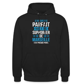 Je suis supporter de Marseille - Sweat-shirt à capuche unisexe - noir - Devant - Alina (178cm) & Michal (187cm)