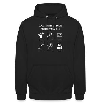 Was ich in meiner Freizeit mache - Unisex Hoodie - Schwarz - Vorne - Alina (178cm) & Michal (187cm)