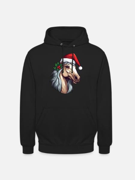 Pferd Weihnachten Pferdekopf Winter Reiten - Unisex Hoodie - Schwarz
