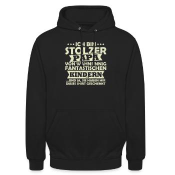 Ich bin stolzer Papa von wahnsinnig fantastischen - Unisex Hoodie - Schwarz - Vorne - Alina (178cm) & Michal (187cm)