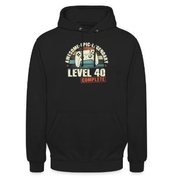 Level 40 Complete Geschenk zum 40. Geburtstag - Sweat-shirt à capuche unisexe - noir - Devant - Alina (178cm) & Michal (187cm)