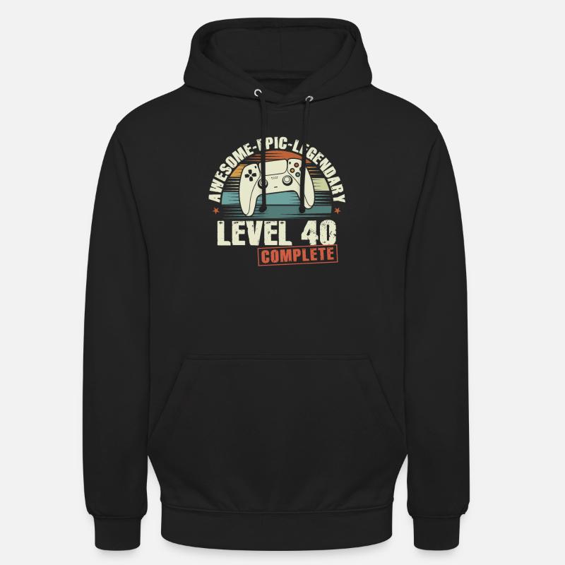 Level 40 Complete Geschenk zum 40. Geburtstag - Sweat-shirt à capuche unisexe - noir