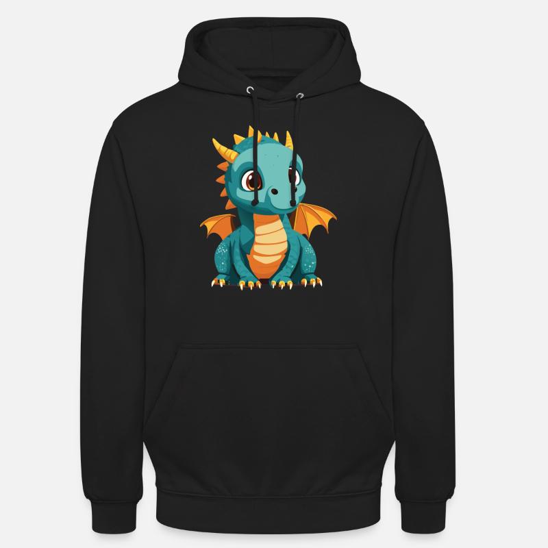 Mignon bébé dragon dans le style de dessin animé - Sweat-shirt à capuche unisexe - noir