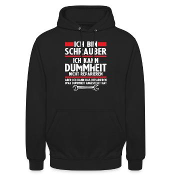Ich bin schrauber - Unisex Hoodie - Schwarz - Vorne - Alina (178cm) & Michal (187cm)
