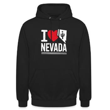 Ich Liebe Nevada | Männer Frauen - Unisex Hoodie - Schwarz - Vorne - Alina (178cm) & Michal (187cm)