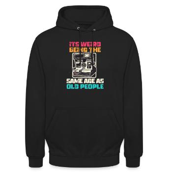 Jahrgang | Klassisch | Klassisch | Alt - Unisex Hoodie - Schwarz - Vorne - Alina (178cm) & Michal (187cm)