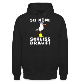 Moin Möwe Seemann Unisex Geschenkidee - Unisex Hoodie - Schwarz - Vorne - Alina (178cm) & Michal (187cm)
