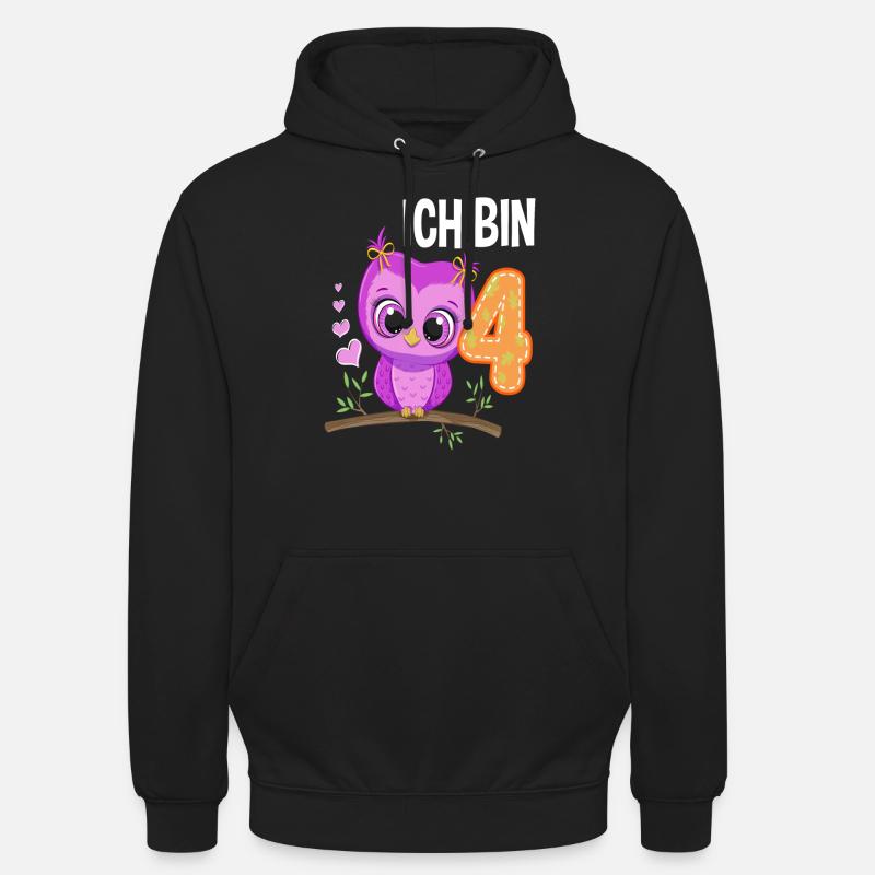 Ich Bin 4 Eule 4. Geburtstag Eulen Mädchen Unisex Hoodie