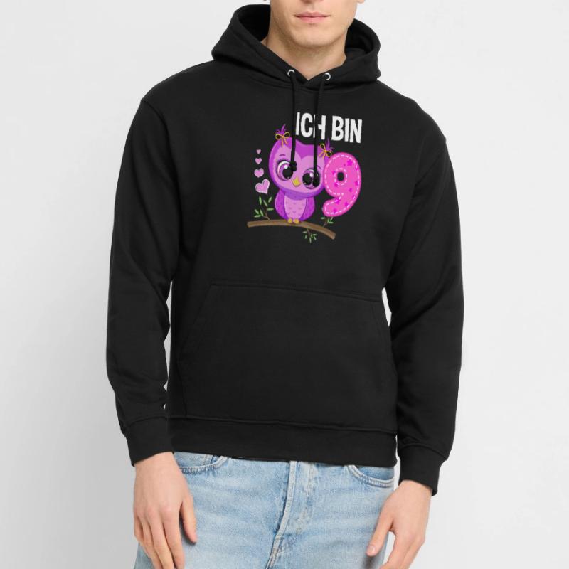 Ich Bin 9 Eule 9. Geburtstag Eulen Mädchen Unisex Hoodie