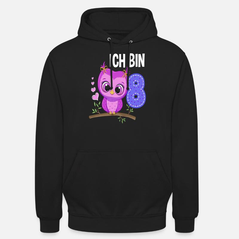 Ich Bin 8 Eule 8. Geburtstag Eulen Mädchen Unisex Hoodie