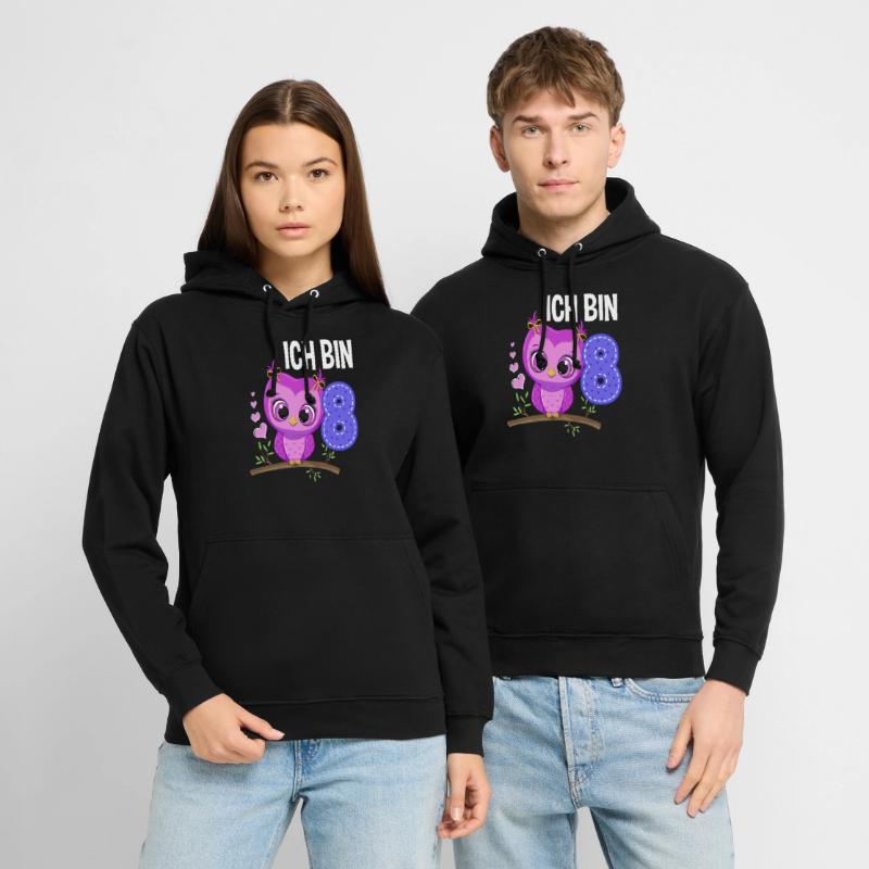 Ich Bin 8 Eule 8. Geburtstag Eulen Mädchen Unisex Hoodie